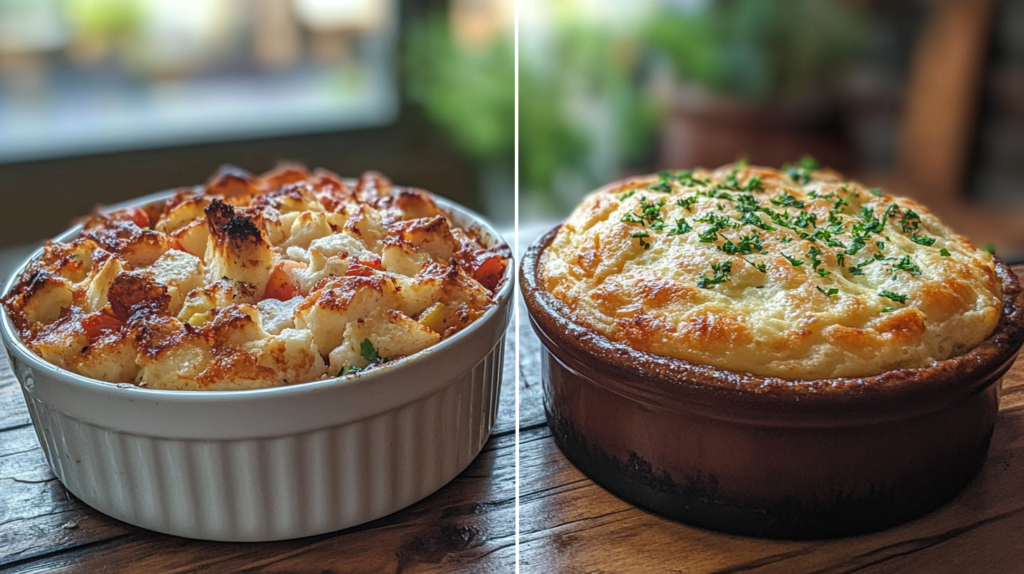 What is the difference between casserole and soufflé?