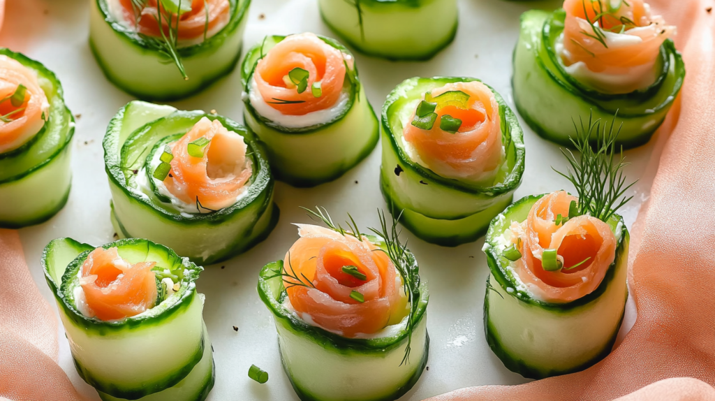 Chatelaine Smoked Salmon Roll on Cucumber